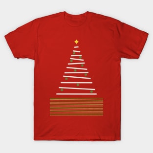 Minimalist Christmas Tree White Green Red T-Shirt